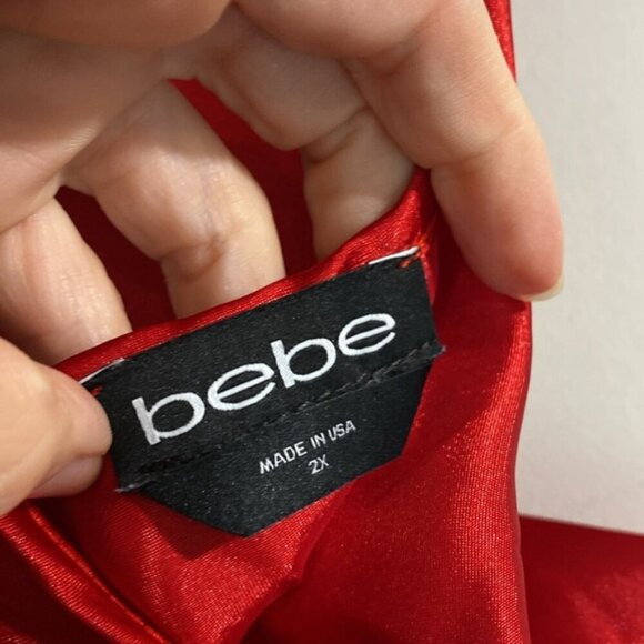 Satin RED Cowl Neck Slip Midi Dress - Picture 6 of 8